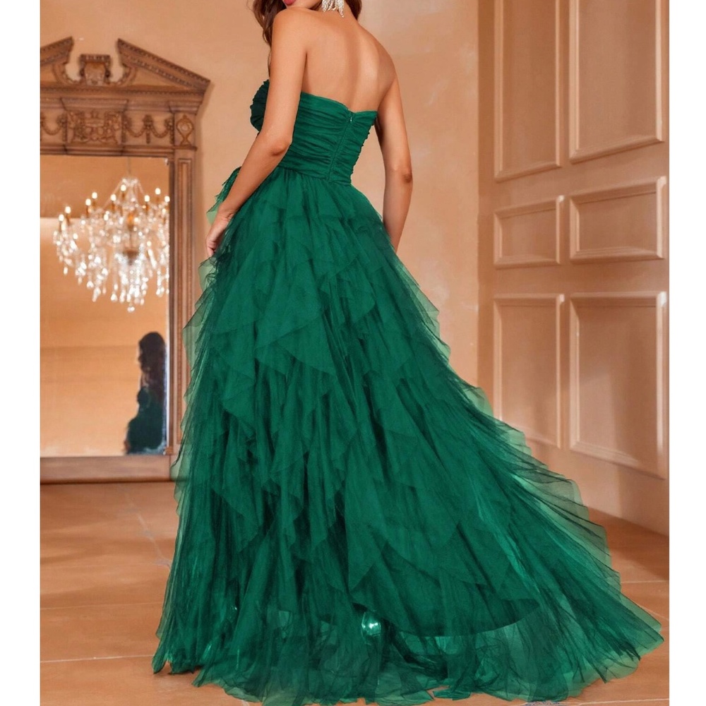 Luxe Tube Mesh Layered Flowy Party Formal Wedding Dress - Picture 12 of 12